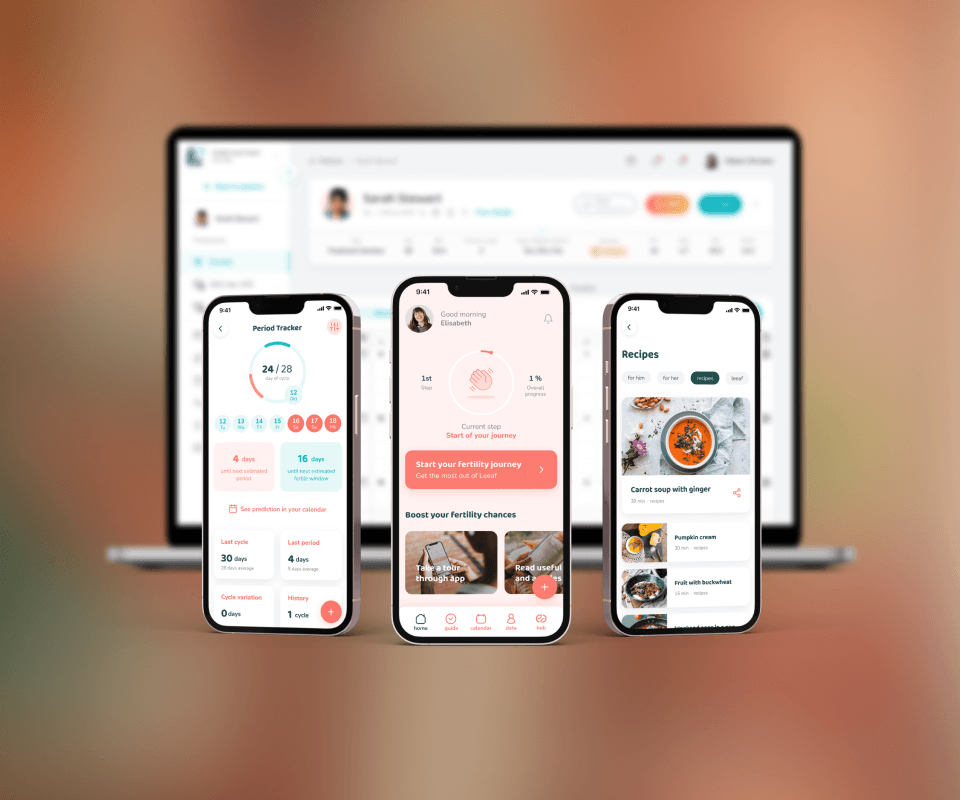 Leeaf — fertility care product across desktop and mobile