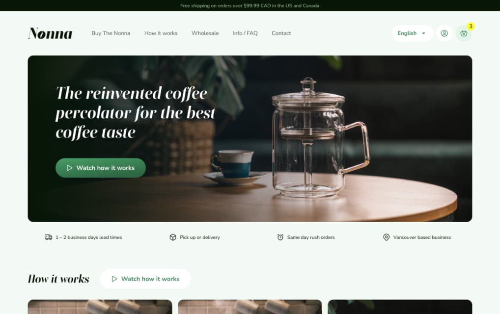 Nonna — landing page